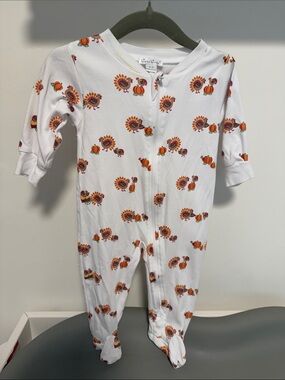 Kissy Kissy Baby Thanksgiving Print One-Piece Footed Zipper Pajamas